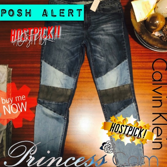 🤩🆕CALVIN KLEIN Skinny Anouk Colorblock Jeans 32 - Picture 3 of 8